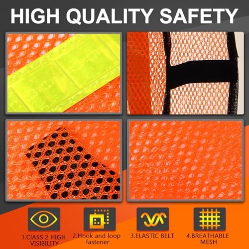 Haysandy 10 Pcs High Visibility Vest Reflective Safety Vest,Orange
