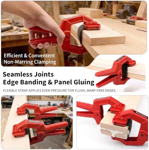 Heavy Duty Edge Band Spring Clamp Set of 8Pcs for Woodworking Strap Clamps Bandy Miter Home Improvement Grip Edge Hand Tools,Shelving,Cabinet,Plywood,Molding,Trim,Pool