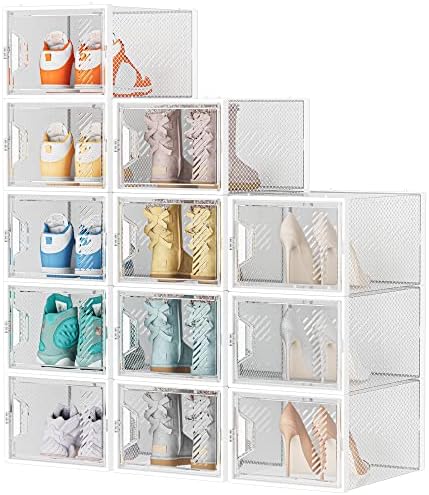 SIMPDIY XL Clear Shoe Storage Boxes, Stackable Shoe Organizer for Closet
