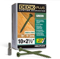 Deck Plus 2-1/2 Inch Epoxy Coated Exterior Wood and Fence Screws #10 x 2-1/2" Torx/Star Drive Included Coarse Thread, Outdoor Rust Resistant Decking Screw, Green, 1lb Box, 73 Pieces | 48401