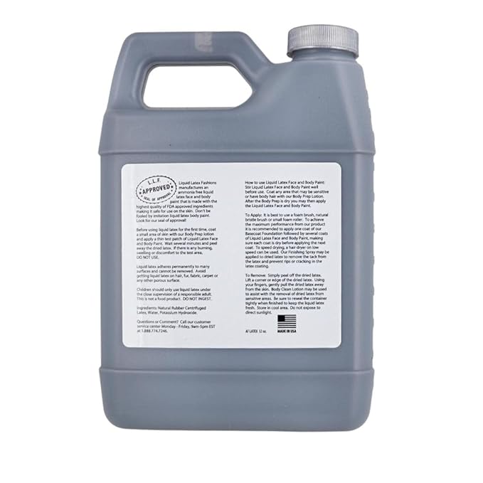 Black 32 Oz - Liquid Latex Body Paint, Ammonia Free No Odor, Easy On and Off, Cosplay Makeup, Creates Professional Monster, Zombie Arts