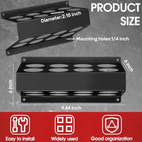 DoubleFill 9 Pcs Welding Rod Storage Set 8 Slot Tig Welding Filler Rod Holder with 8 Pcs 40 Inch Tungsten Electrode Storage Tubes Wall Mount Organizer Welder Tools Supplies(Red)