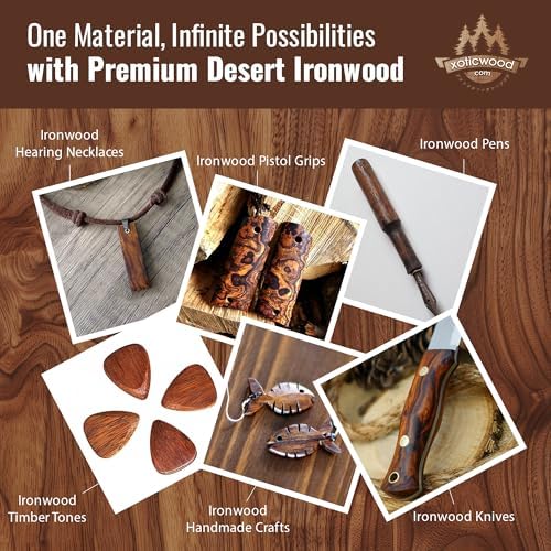 IECAP LLC Desert Ironwood Blanks — 5 1/8 x 1 1/4 x 3/8 in, Pack of 10 — Exotic Hardwood Lumber Blocks — Premium Wood Turning Blanks for Knife Handles, Pen Making, Carving, DIY Woodworking & Crafts