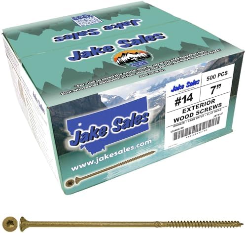 Jake Sales #14 x 7 Bronze Star Wood Screw Torx/Star Drive Head (Full Box - 500 Screw Count) Exterior Coated - ACQ Compatible Wood Screws