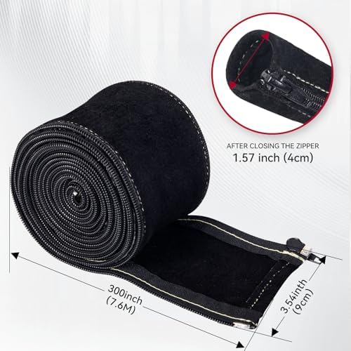 ARCCAPTAIN TIG Welding Torch Cable Cover Resistant Leather with Zipper 25FT