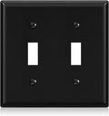 ELEGRP 2-Gang Toggle Switch Wall Plates, Standard Size 4.53" height x 4.57" length Unbreakable Thermoplastic Faceplate Cover for Toggle Dimmer Light Switches, UL Listed (1 Pack, Glossy Black)