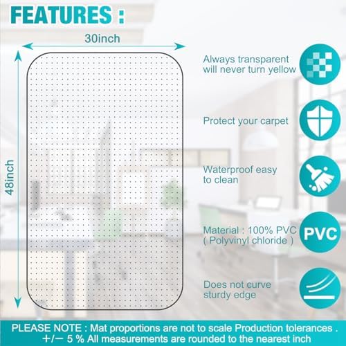 BesWin Office Chair Mat for Carpets, 2 Pack, Clear,Heavy Duty, 48" x 30"