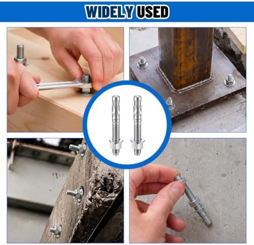 Moxweyeni 20 Pcs 1/2" X 4-1/2" Zinc Plated Wedge Anchors for Concrete