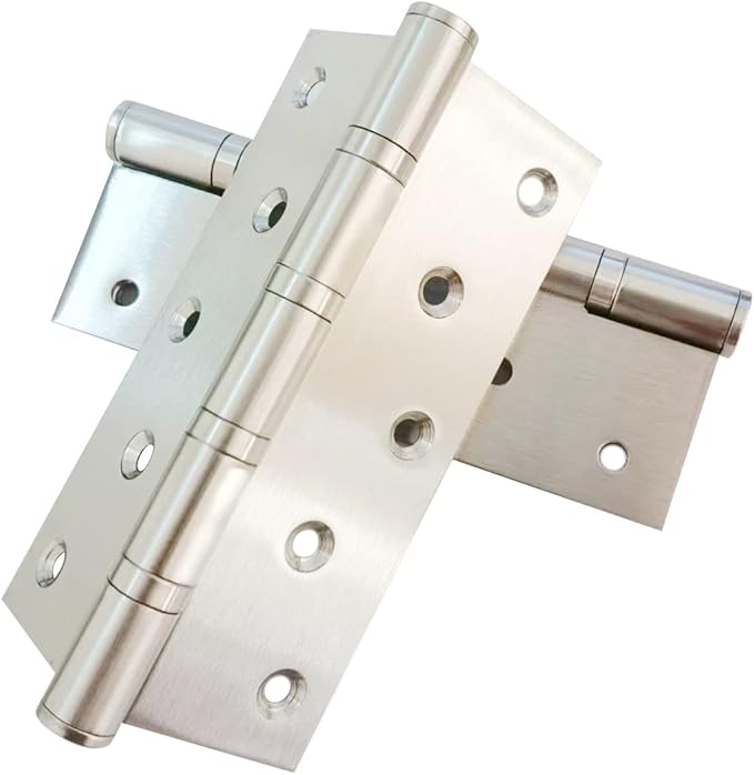 2 Pcs 5" Stainless Steel Ball Bearing Door Hinges with Square Corner for Heavy Duty Wood Door,Silver 1/8 Inch Thickness
