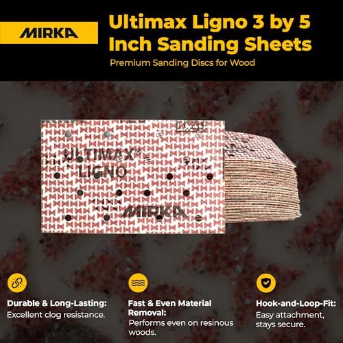 Mirka Abrasive Sheets Ultimax Ligno 3x5 Inch Grit P100 50 Pack