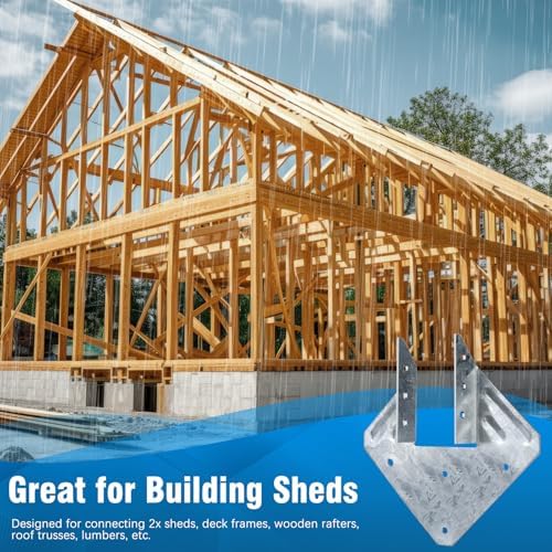 45Pack 18-Gauge Hurricane Ties for Rafters Shed Roof, Heavy Duty Galvanized Hurricane Straps Rafter Ties Brackets for Deck Pergola, Joist Hangers Fits Standard 2X Lumber (Actual 1-1/2" Thick)