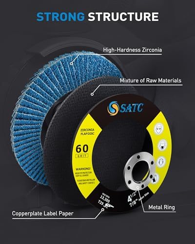 S SATC Flap Discs 4 1/2 for Angle Grinder 40 Pack Bevel Type Sanding Discs 60 Grit Zirconia Flap Wheels Type 29
