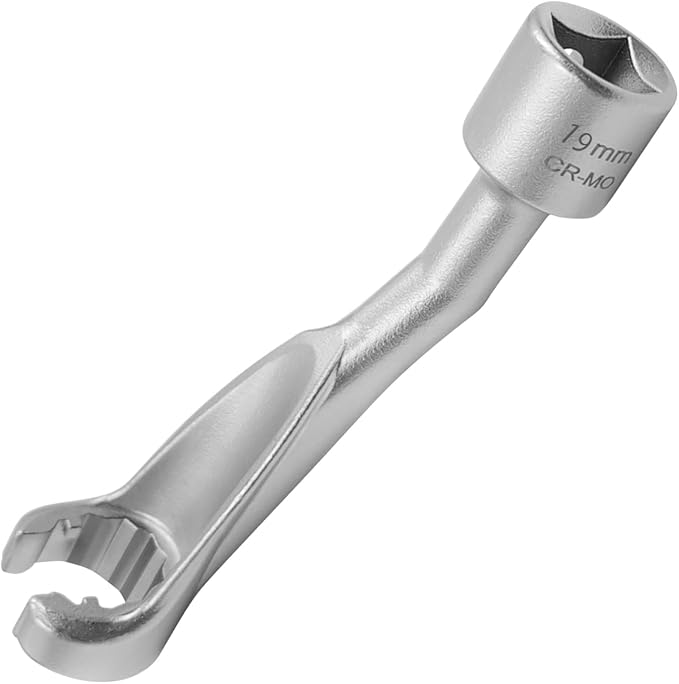 19mm 12 Point 1/2" Dr. Common Rail Injection Fuel Line Nut Socket | Open Socket Wrench, Diesel Engine Temperature Removal Tool, Exhaust Gas Temp Sensor Extractor