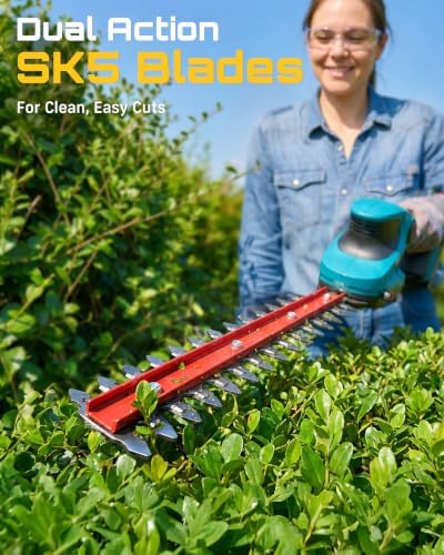 Seesii 2-in-1 20V Cordless Hedge Trimmer 12" & Grass Shear, 2 Batteries
