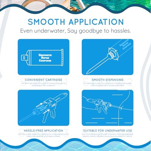 Swimming Pool Epoxy Repair Kit | Waterproof Epoxy Putty | Pool & Spa Repair | Easy DIY | Underwater Sealant for Cracks & Leaks | Concrete, Fiberglass, PVC | DMK-5200 50ml (1.7 oz) Kit | Gray