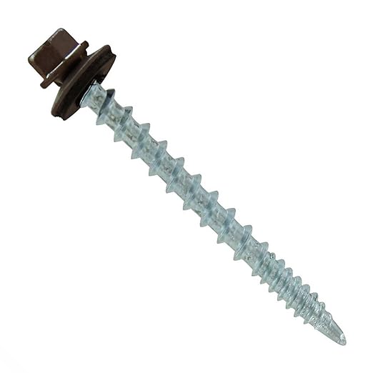 Fasteners Plus ST Fastening Kwikseal Woodbinder Metal to Wood #10 x 2 Koko Brown Screws with EPDM Rubber Washer, 250-Count - Designed for Metal Roofing and Siding Panels