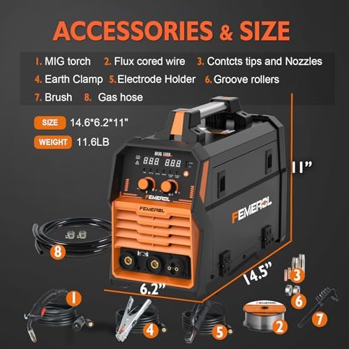 FEMEROL MIG Welder 110V 4 in 1 Multiprocess Welding Machine 135A Gas/Gasless Flux Core MIG Welder/Lift TIG/Stick With Synergy IGBT Inverter