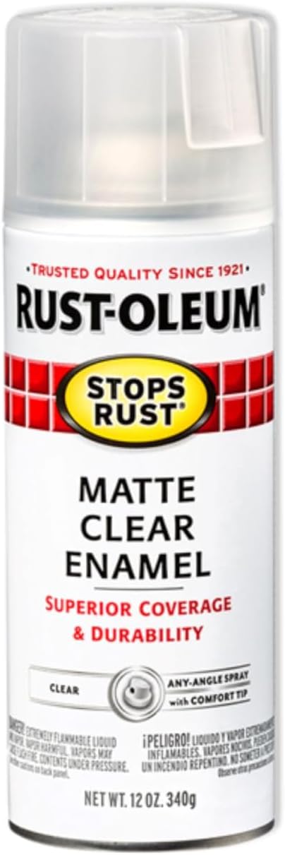 Rust-Oleum 285093-6PK Stops Rust Spray Paint, 12 oz, Matte Clear, 6 Pack
