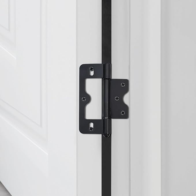 Wealrit 6 pcs Non-Mortise Hinges Door Hinges 3 Inch Length Heavy Duty Door Hinges Black Bifold Butt Hinges with Screws