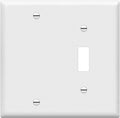 ENERLITES Combination Toggle Switch/Blank Device Wall Plate, Standard Size, 2-Gang 4.5" x 4.57” Light Switch Cover, Polycarbonate Thermoplastic, UL Listed, 880111-W, White
