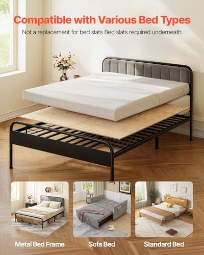 VEVOR Bunkie Board, King Size 76.8 x 70.1 in, Foldable Bed Board Under Mattress with Nylon Webbing, Plywood, Rounded Edges, Anti-Sag Design for Metal Frames, Sleeper Sofas, Platform and Bunk Beds
