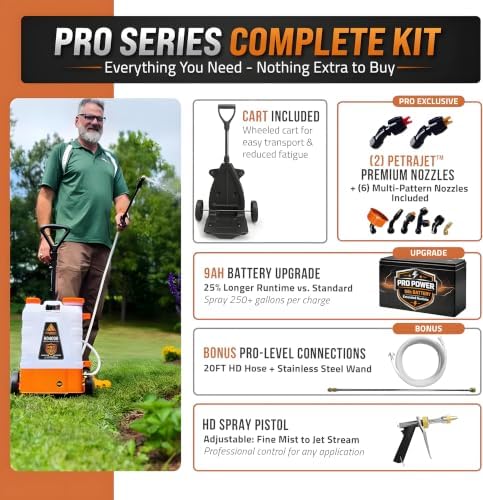 PetraTools HD4000 Battery Powered Backpack Sprayer w/Cart, 8 Hr Runtime