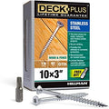 Deck Plus 3 Inch Epoxy Coated Exterior Wood and Fence Screws #10 x 3 Torx/Star Drive Included Coarse Thread, Outdoor Rust Resistant Decking Screw, Silver, 1lb Box, 62 Pieces | 48466