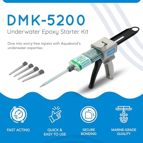 Swimming Pool Epoxy Repair Kit | Waterproof Epoxy Putty | Pool & Spa Repair | Easy DIY | Underwater Sealant for Cracks & Leaks | Concrete, Fiberglass, PVC | DMK-5200 50ml (1.7 oz) Kit | Gray