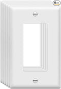 ZEFTV Mid-Size Decorator Wall Plates 1-Gang 4.89" x 3.12" Switch Outlet Electrical Cover Plate Unbreakable Thermoplastic Faceplate for Light Receptacle Outlet Switch, White (6 Pack)