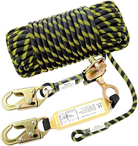 100FT Rope Harness Safety Lanyard, Roofing Fall Protection Rope