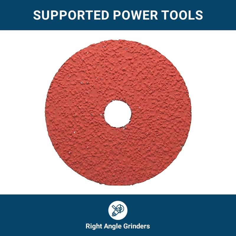 Benchmark Abrasives 5 Inch Sanding Discs Ceramic Resin Fiber Grinding Disc for Grinding, Stripping on Wood, Fiberglass, Steel, Metal, 7/8" Arbor Angle Grinder Sanding Disc, 25 Pack - 80 Grit