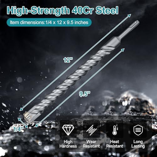 1/4 Inch x 12 Inch SDS Plus Rotary Hammer Drill Bit