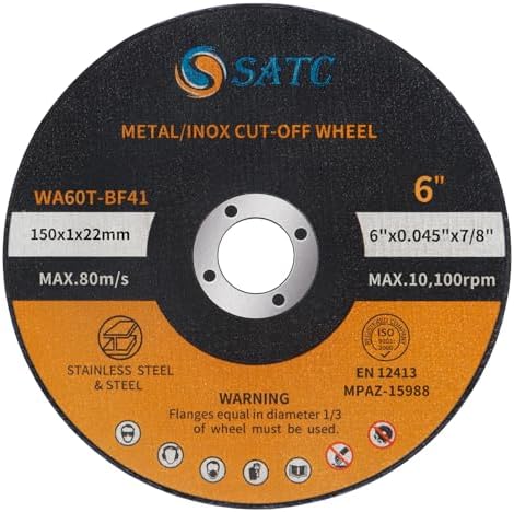 S SATC Cutting Wheel 6 in 6" x.045 x7/8" Cut Off Wheels for Metal 25 PCS Cutting Discs Fits Angle Grinder Concrete Accessories Saw Grinder Metal Cut Tools Grinder Attachment