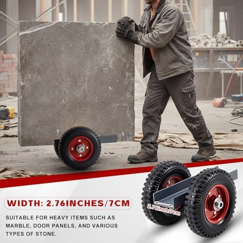 2 Pack Moving Panel Dolly, Door Dolly 440 Lbs / 200 Kg Load Capacity, up to 2.76'' Width Capacity, Heavy Duty Cart with 8'' Solid Rubber Wheels, Steel Mover for Wood, Plywood, Door, Fence
