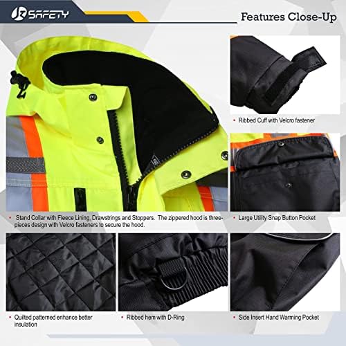 JKSafety Safety Jakcet for Men Women 3M Reflective Tape JK118 YBlack XXL