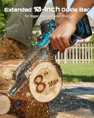 SEESII 10-Inch 2-in-1 Cordless Pole Saw & Mini Chainsaw,2 x 4.0Ah Batteries