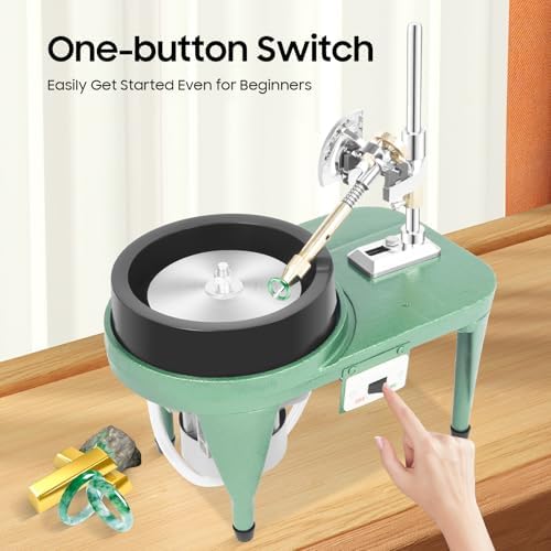 Gem Faceting Machine, Jewelry Polisher Flat Grinder Jade Stone Angle Polisher Machine Ring Surface Grinder with Manipulator 110V (2800RPM)