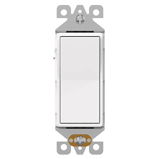 AIDA 1 Pack 3 Way Rocker Decora Light Switch, 15 Amp Self-grounding Electrical Light Switches, Residential Grade, UL Listed, Matte White