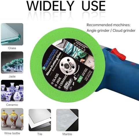 4 inch Tile Cutter Glass Cutting Disc for Angle Grinder, 7/8" Glass Ceramic Diamond Cutting Blade Disc for Grinding Jade, Crystal, Wine Bottles, Tile. (5pcs)