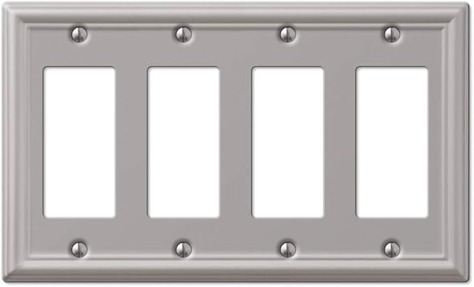 Amerelle 149R4BN Chelsea Steel Quad Rocker-GFCI Wallplate, Brushed Nickel