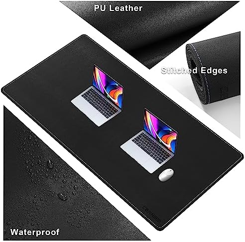 CENNBIE Leather Desk Pad Large, 55.1" x 27.5" Desk Mat Protector (Black)