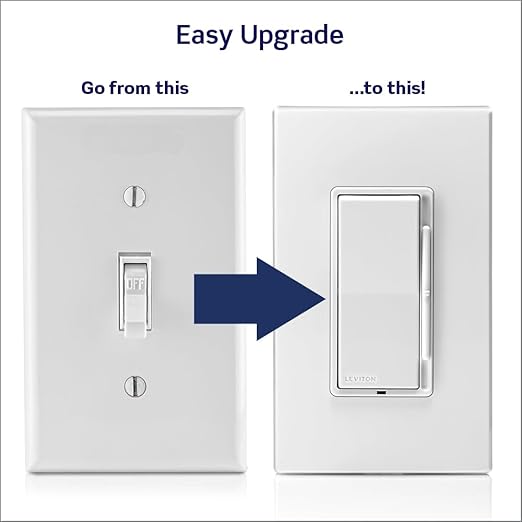 Leviton Decora Slide Dimmer Switch for Dimmable LED, Halogen and Incandescent Bulbs, DSL06-1LZ, White with Ivory and Light Almond Faceplates (Pack of 10)