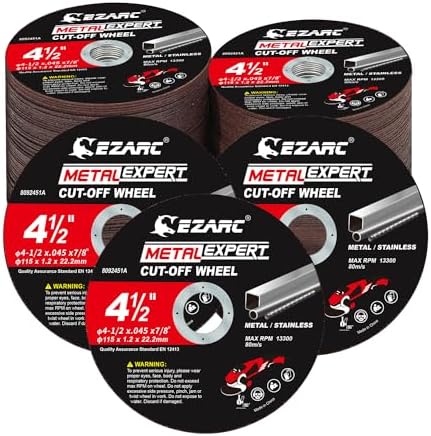 EZARC Metal Cut Off Wheels, 4.5" x .045" x 7/8", 100-Pack