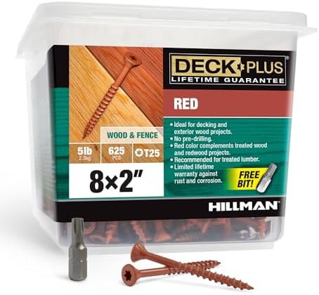 Deck Plus Wood Screws, #8 x 2in, 735 Pack, Red Epoxy Finish