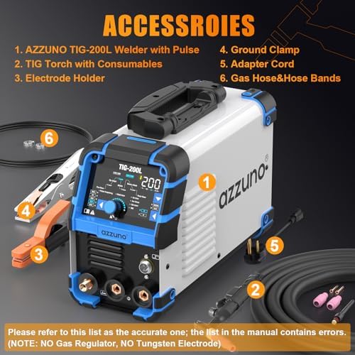 AZZUNO Cold TIG Welder With Pulse 200A, 5-in-1 TIG Welding Machine