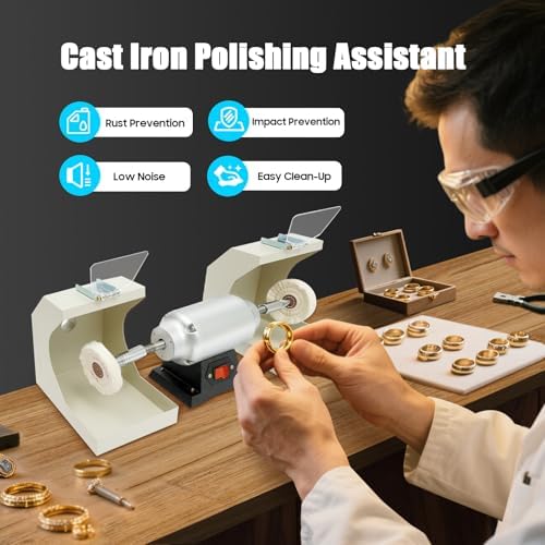 110V Dental Polishing Polish Lathe Machine, 550W Dental Lab Bench Buffer Polisher, 3000Rpm High Speed Polisher, Bench Buffing Grinder for Jewelry Casting