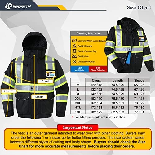JKSafety Safety Jakcet for Men Women 3M Reflective Tape JK118 Black XL