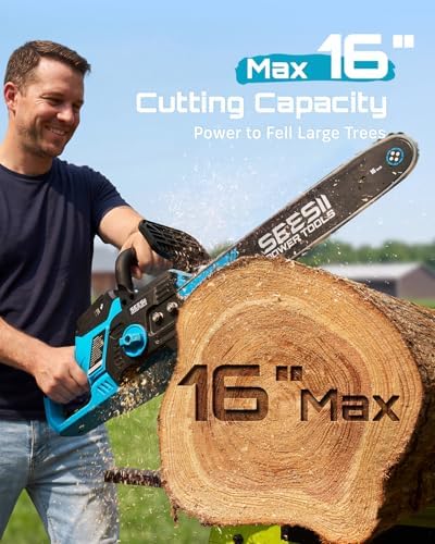 SEESII 40V 16-Inch Cordless Electric Chainsaw,2000W Brushless Chain Saw