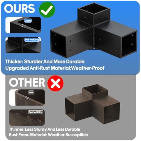 Heavy Duty Pergola Brackets Kit for 4"x 4" (Actual 3.5" X 3.5") Lumber