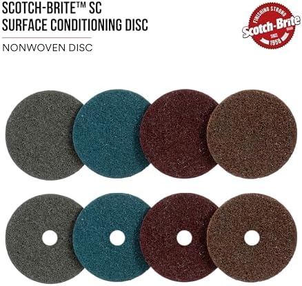 3M Scotch-Brite Surface Conditioning Disc for Sanding – Metal Surface Prep – Hook and Loop – Aluminum Oxide – Very Fine Grit – 5” diam. – Pack of 10